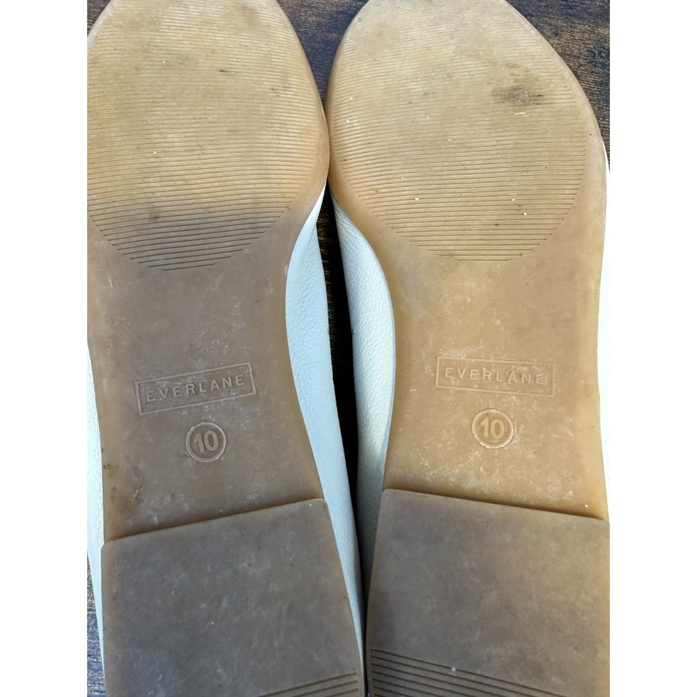 Everlane The Day Glove Leather Ballet Flats Canvas Ivory Size 10 Made in Italy - Picture 8 of 11